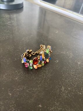 J. Crew Multicolor Crystal Cluster Bracelet in Gold-Tone